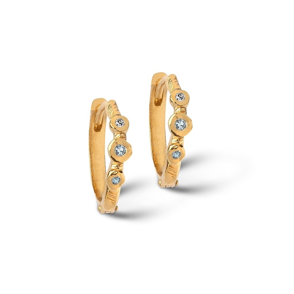 Enamel, øreringe, hoops med sten, guld - Smykker - Fiona sko